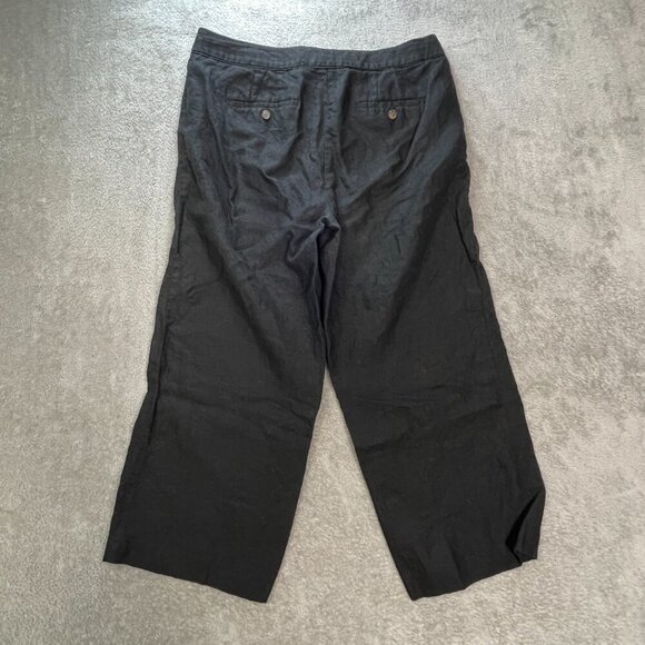 Talbots Chelsea Crop Black Dress Pants Women's 8 100% Linen Lightweight Minimal - Picture 10 of 13